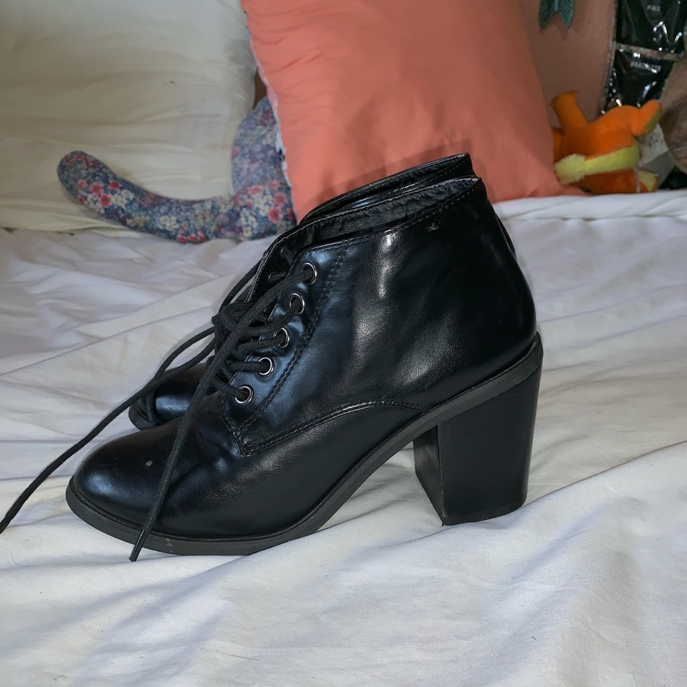 black tie up booties